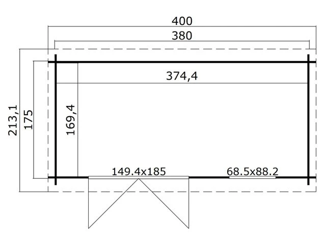 Outdoor Life Blokhut Amira Platinum Grey-Wit 380 x 175 cm - Afbeelding 3
